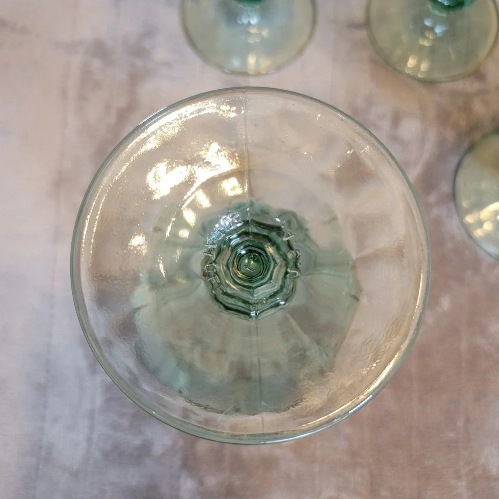 VTG Libbey Duratuff Goblets Set‎ of 5 Spanish Green Paneled Iced Tea Glass 12oz